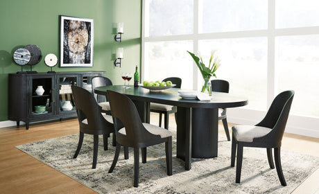 Black Rowanbeck Dining Table and 6 Chairs - PKG018649