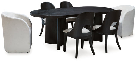 Black Rowanbeck Dining Table and 6 Chairs - PKG018650