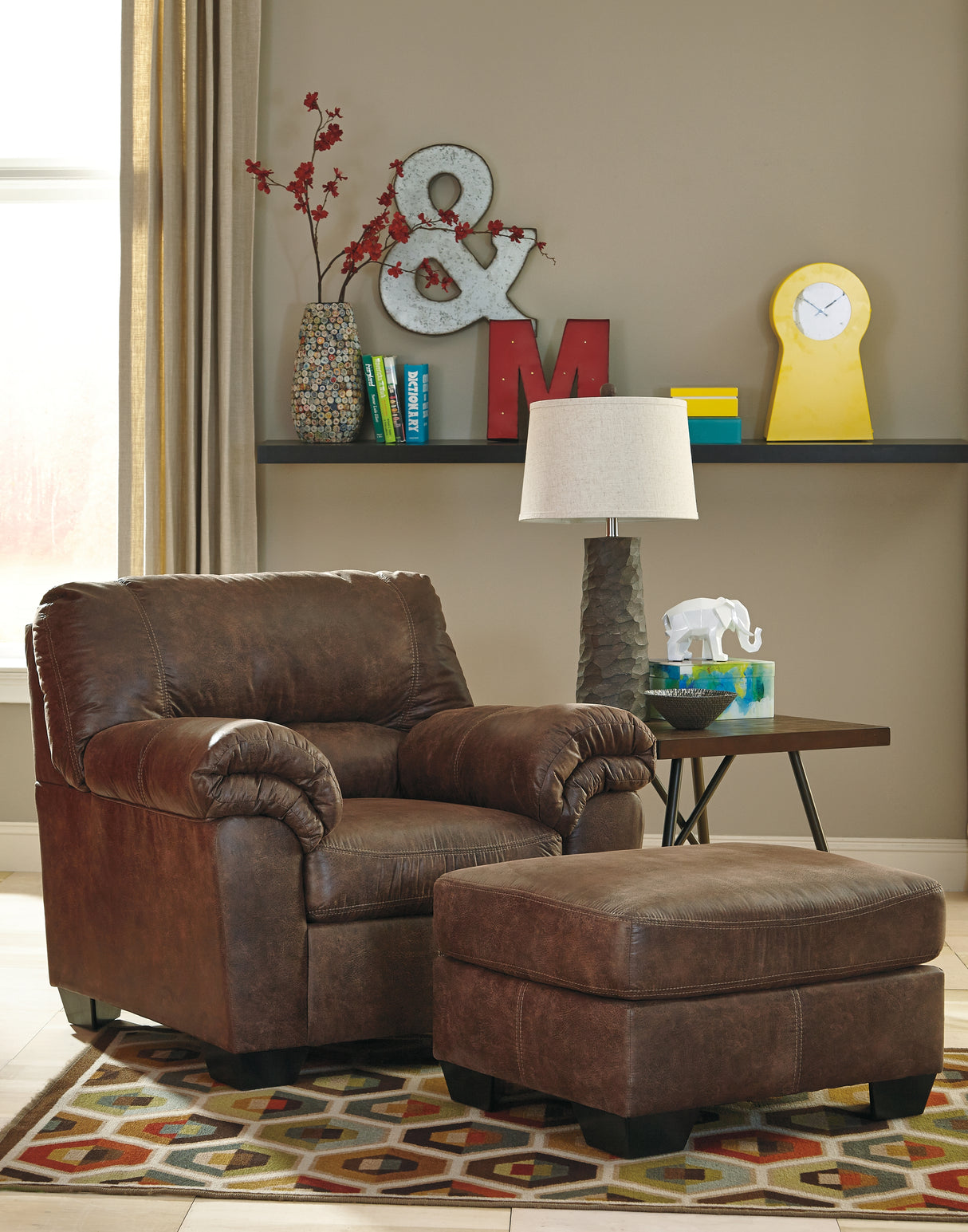 Bladen Chair and Ottoman in Coffee - PKG012899