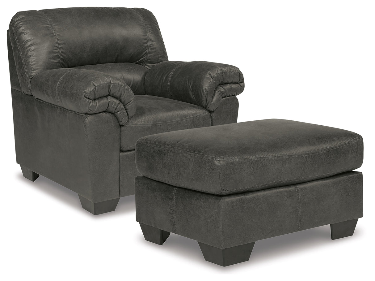 Bladen Chair and Ottoman in Slate - PKG012977