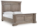 Blairhurst California King Panel Bed with Mirrored Dresser, Chest and 2 Nightstands in Light Grayish Brown - PKG017011