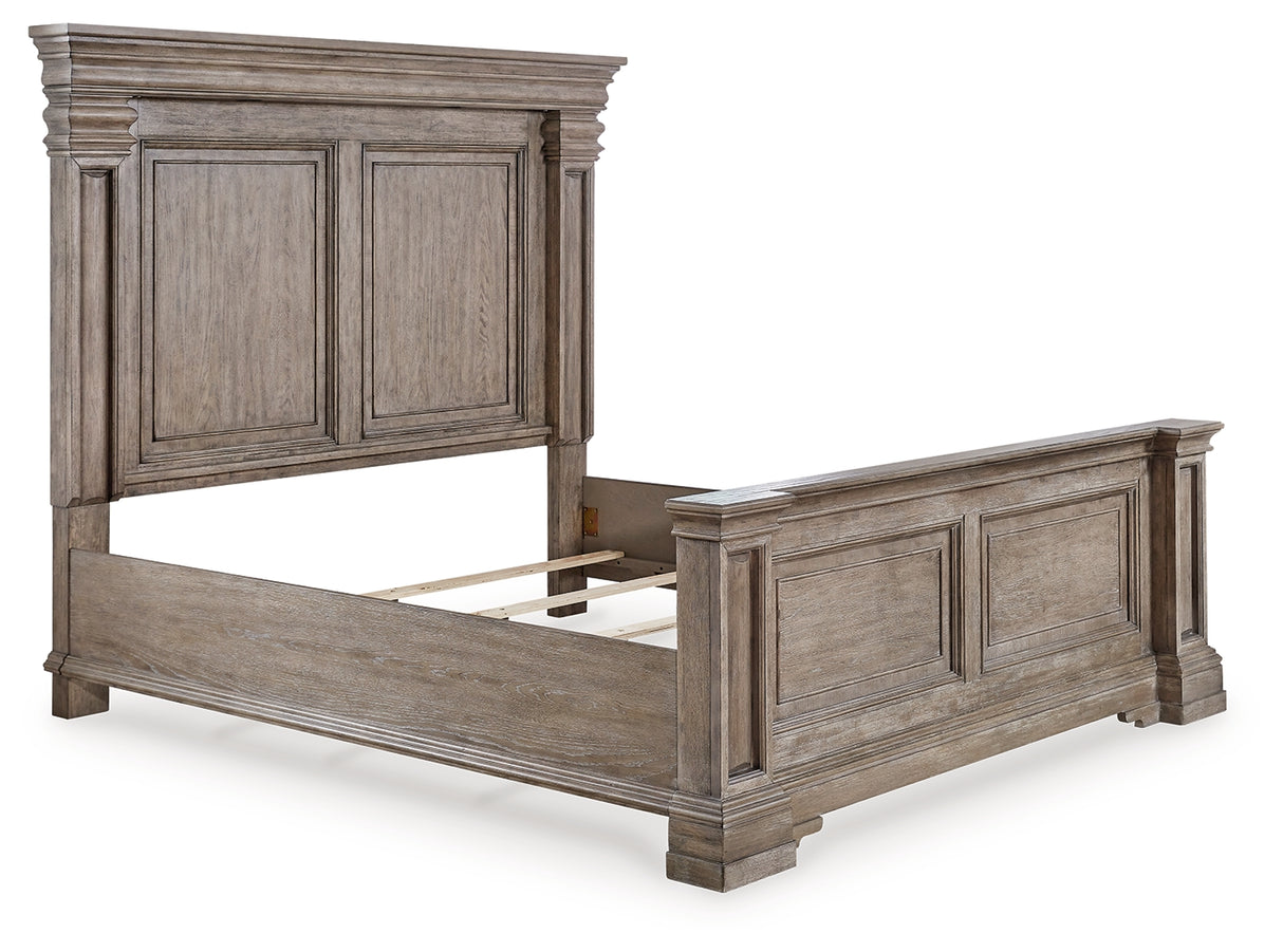 Blairhurst California King Panel Bed with Mirrored Dresser, Chest and 2 Nightstands in Light Grayish Brown - PKG017011