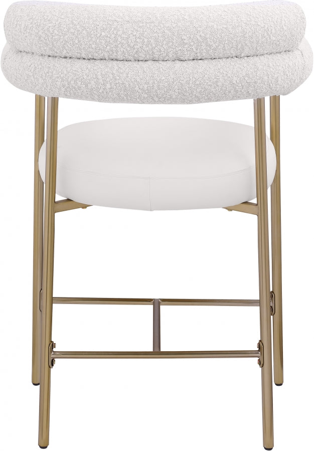 Blake Vegan Leather / Boucle Fabric Counter Stool Cream, Set of 2 from Meridian - Luna Furniture