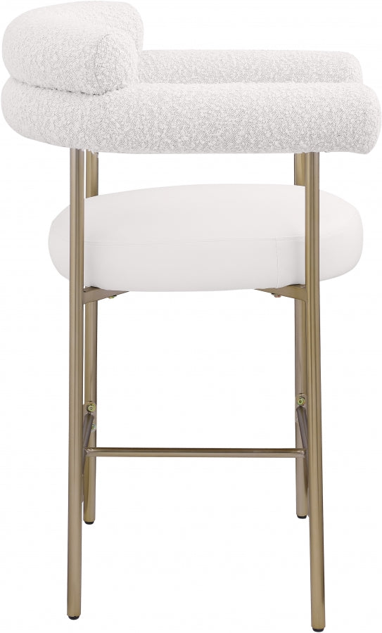 Blake Vegan Leather / Boucle Fabric Counter Stool Cream, Set of 2 from Meridian - Luna Furniture