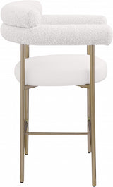 Blake Vegan Leather / Boucle Fabric Counter Stool Cream, Set of 2 from Meridian - Luna Furniture