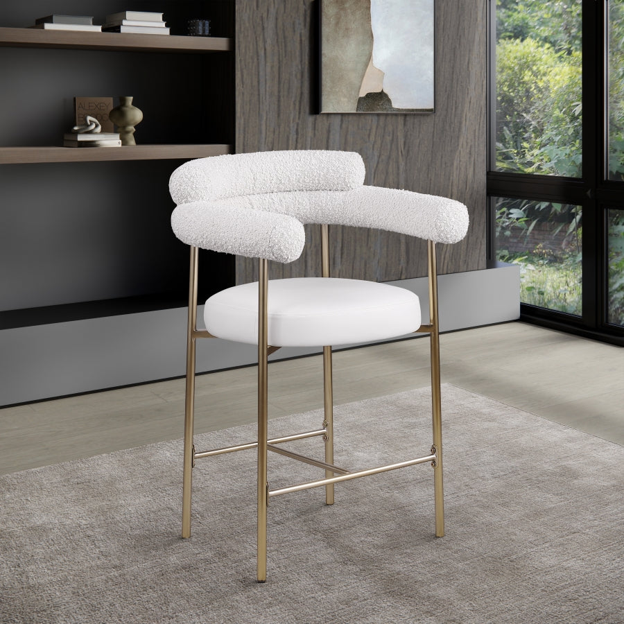 Blake Vegan Leather / Boucle Fabric Counter Stool Cream, Set of 2 from Meridian - Luna Furniture