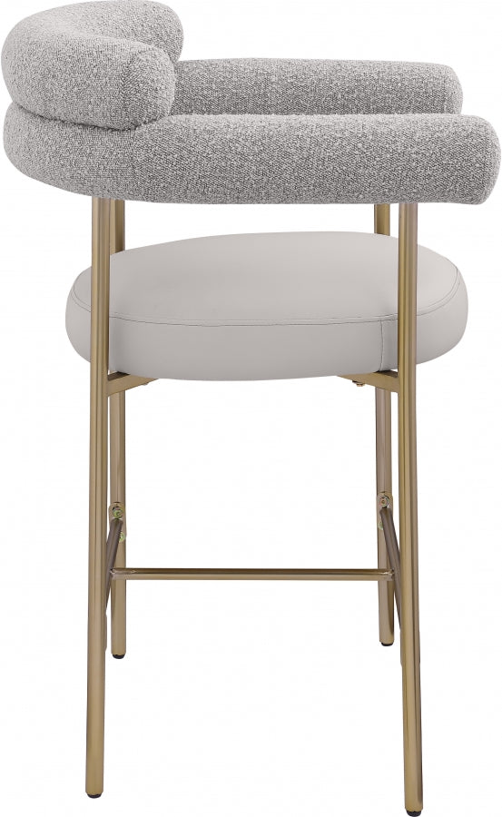 Blake Vegan Leather / Boucle Fabric Counter Stool Taupe, Set of 2 from Meridian - Luna Furniture