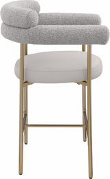 Blake Vegan Leather / Boucle Fabric Counter Stool Taupe, Set of 2 from Meridian - Luna Furniture