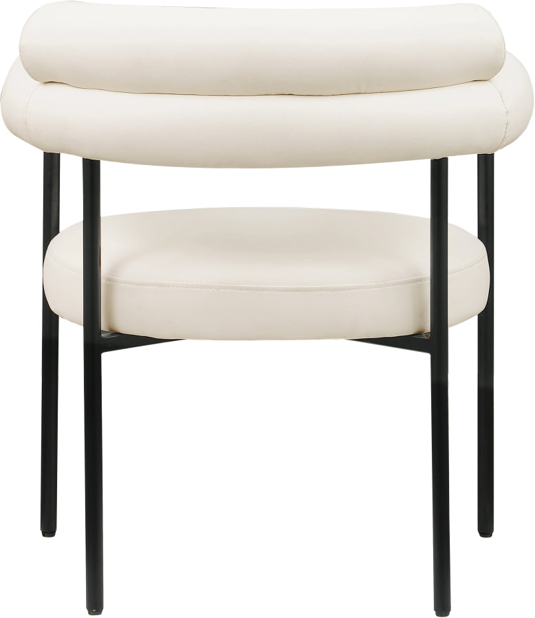 Blake Vegan Leather Dining Chair in Cream, Set of 2 from Meridian - Luna Furniture