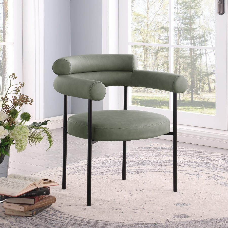 Blake Vegan Leather Dining Chair in Green, Set of 2 from Meridian - Luna Furniture