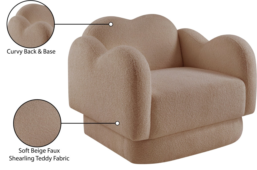 Bloom Teddy Fabric Upholstered Accent Chair in Beige from Meridian - Luna Furniture