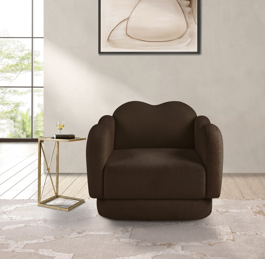 Bloom Teddy Fabric Upholstered Accent Chair in Brown from Meridian - Luna Furniture