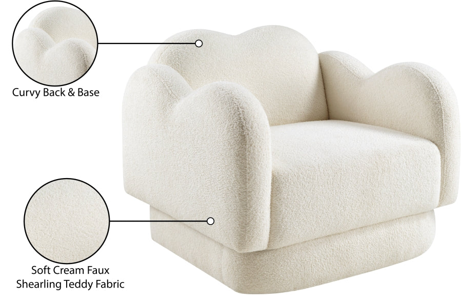 Bloom Teddy Fabric Upholstered Accent Chair in Cream from Meridian - Luna Furniture