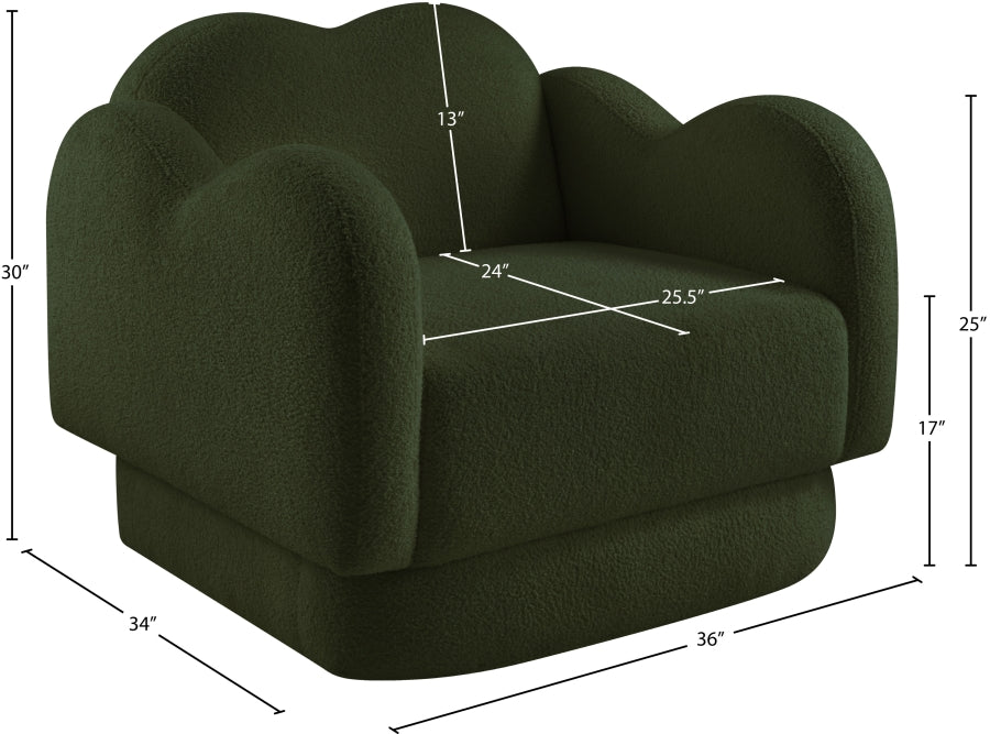 Bloom Teddy Fabric Upholstered Accent Chair in Green from Meridian - Luna Furniture