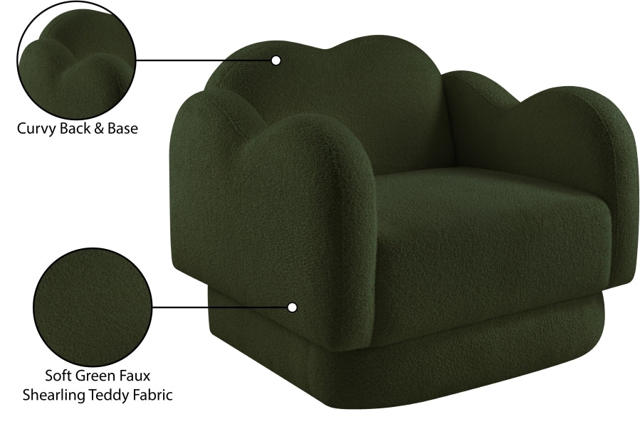 Bloom Teddy Fabric Upholstered Accent Chair in Green from Meridian - Luna Furniture