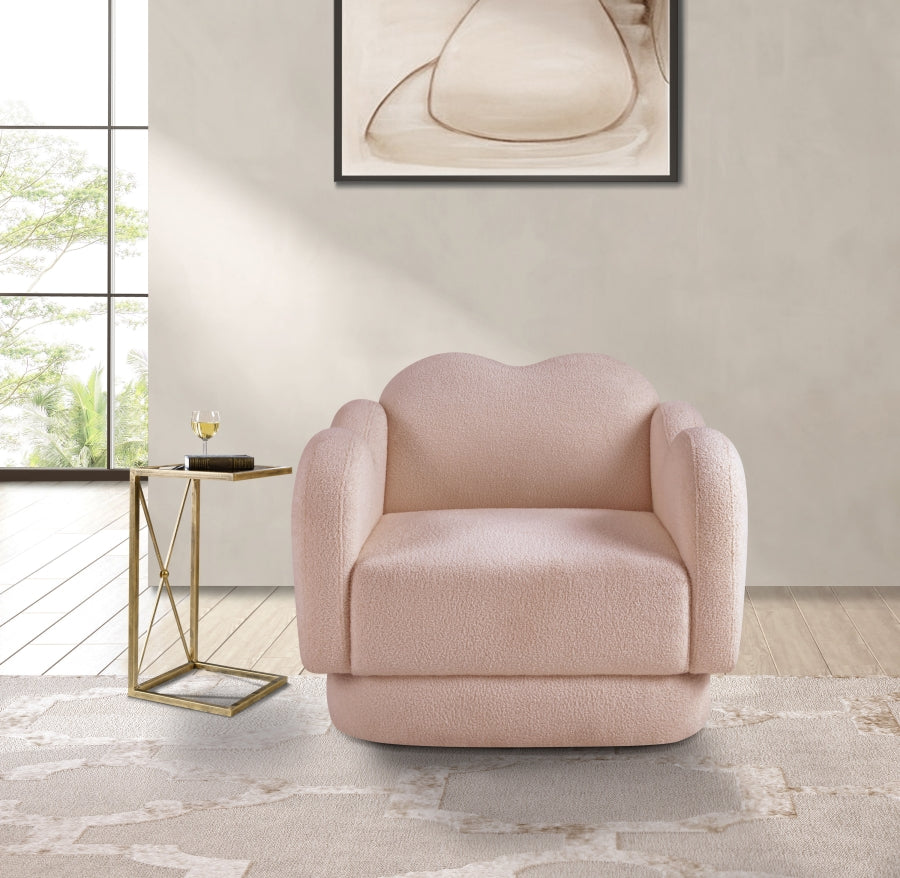 Bloom Teddy Fabric Upholstered Accent Chair in Pink from Meridian - Luna Furniture