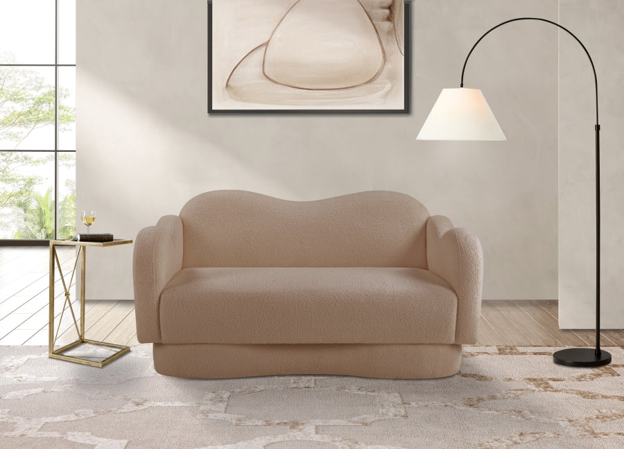 Bloom Teddy Fabric Upholstered Loveseat in Beige from Meridian - Luna Furniture