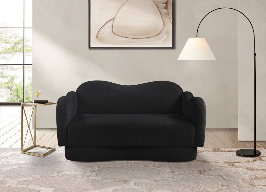 Bloom Teddy Fabric Upholstered Loveseat in Black from Meridian - Luna Furniture