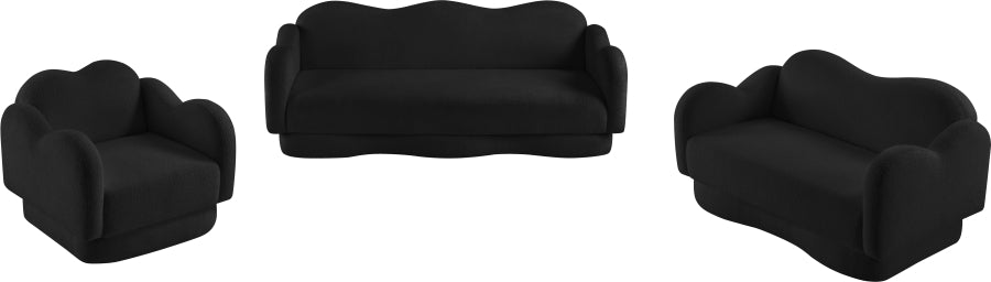 Bloom Teddy Fabric Upholstered Loveseat in Black from Meridian - Luna Furniture