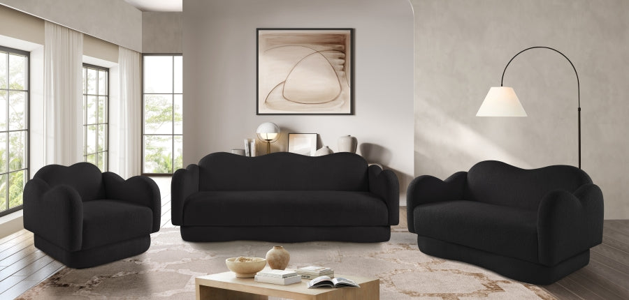 Bloom Teddy Fabric Upholstered Loveseat in Black from Meridian - Luna Furniture