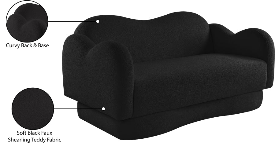 Bloom Teddy Fabric Upholstered Loveseat in Black from Meridian - Luna Furniture