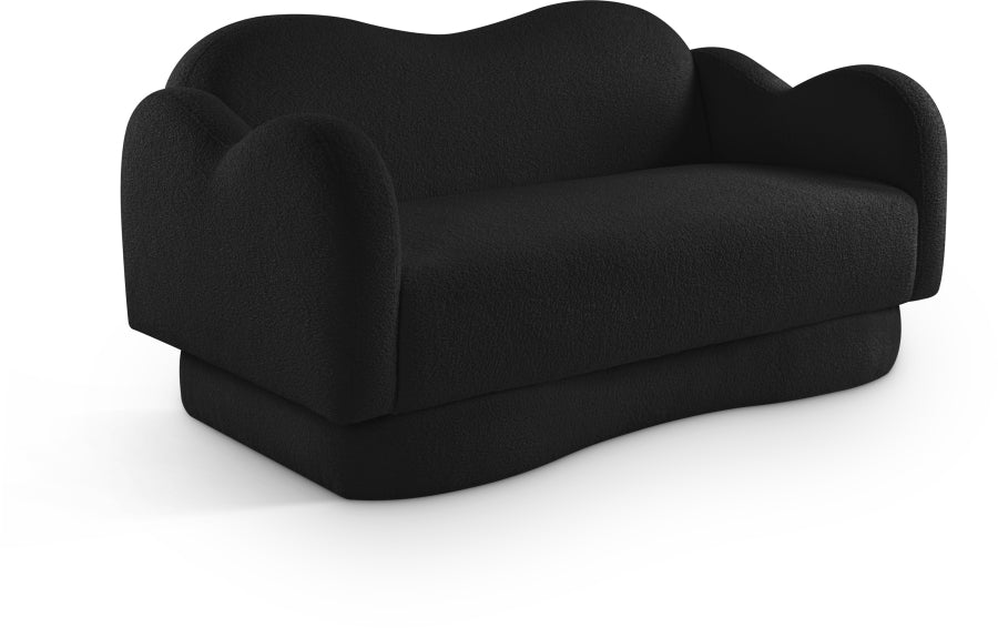 Bloom Teddy Fabric Upholstered Loveseat in Black from Meridian - Luna Furniture