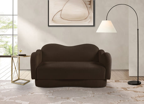 Bloom Teddy Fabric Upholstered Loveseat in Brown from Meridian - Luna Furniture