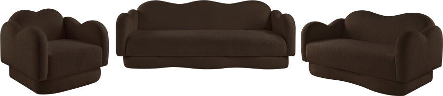 Bloom Teddy Fabric Upholstered Loveseat in Brown from Meridian - Luna Furniture