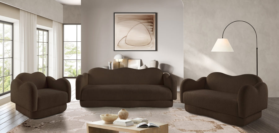 Bloom Teddy Fabric Upholstered Loveseat in Brown from Meridian - Luna Furniture