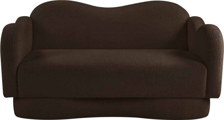 Bloom Teddy Fabric Upholstered Loveseat in Brown from Meridian - Luna Furniture