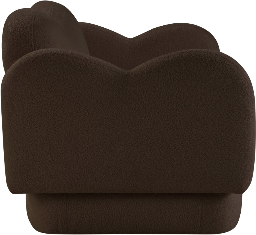 Bloom Teddy Fabric Upholstered Loveseat in Brown from Meridian - Luna Furniture