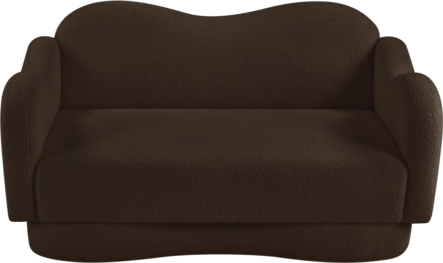 Bloom Teddy Fabric Upholstered Loveseat in Brown from Meridian - Luna Furniture