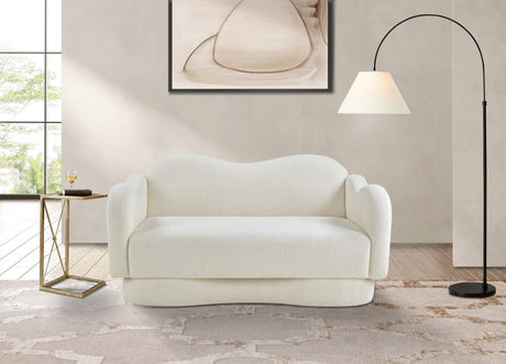 Bloom Teddy Fabric Upholstered Loveseat in Cream from Meridian - Luna Furniture