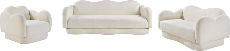 Bloom Teddy Fabric Upholstered Loveseat in Cream from Meridian - Luna Furniture