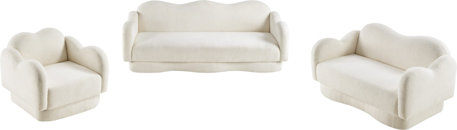 Bloom Teddy Fabric Upholstered Loveseat in Cream from Meridian - Luna Furniture