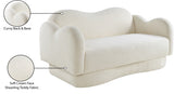 Bloom Teddy Fabric Upholstered Loveseat in Cream from Meridian - Luna Furniture