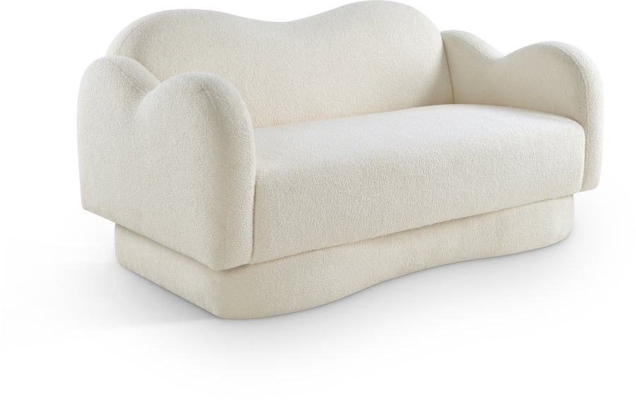 Bloom Teddy Fabric Upholstered Loveseat in Cream from Meridian - Luna Furniture