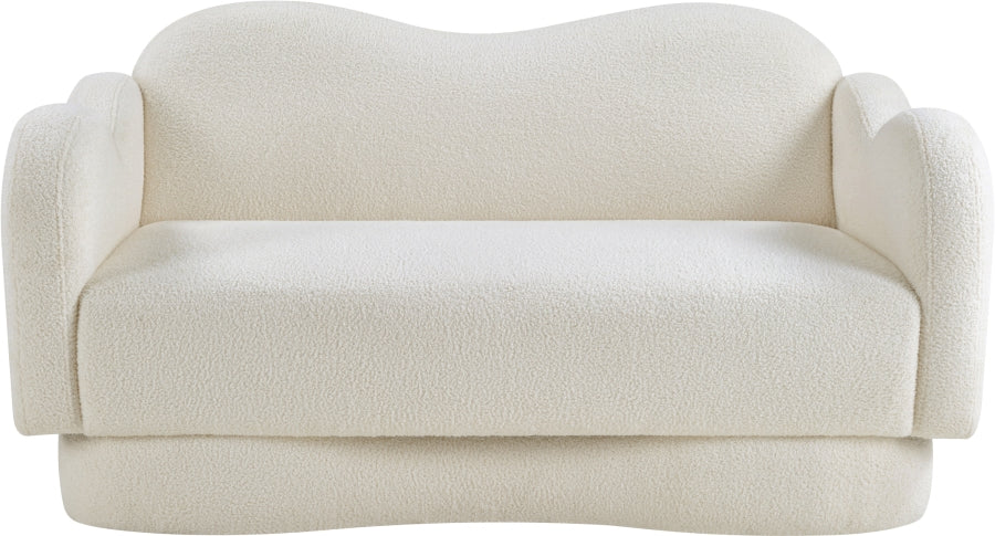 Bloom Teddy Fabric Upholstered Loveseat in Cream from Meridian - Luna Furniture