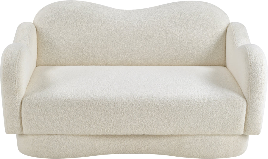 Bloom Teddy Fabric Upholstered Loveseat in Cream from Meridian - Luna Furniture