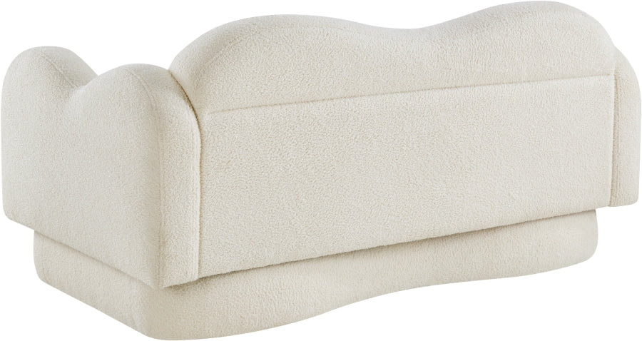 Bloom Teddy Fabric Upholstered Loveseat in Cream from Meridian - Luna Furniture