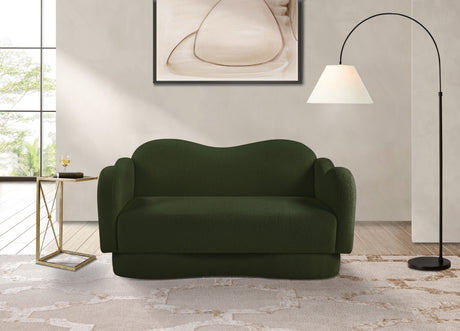 Bloom Teddy Fabric Upholstered Loveseat in Green from Meridian - Luna Furniture