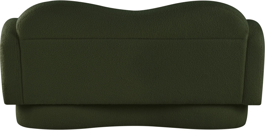 Bloom Teddy Fabric Upholstered Loveseat in Green from Meridian - Luna Furniture