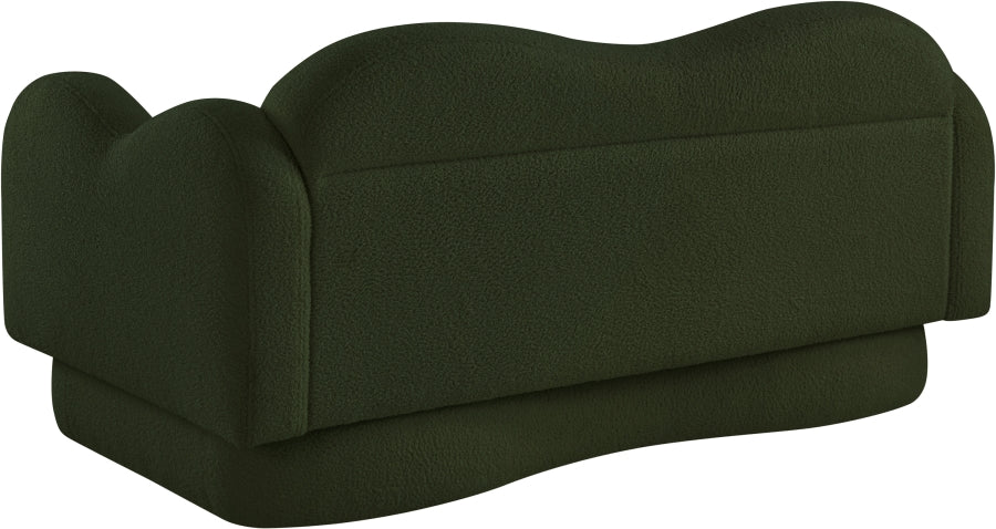 Bloom Teddy Fabric Upholstered Loveseat in Green from Meridian - Luna Furniture