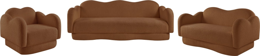 Bloom Teddy Fabric Upholstered Loveseat in Saddle from Meridian - Luna Furniture