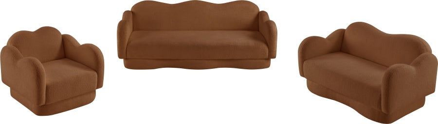 Bloom Teddy Fabric Upholstered Loveseat in Saddle from Meridian - Luna Furniture