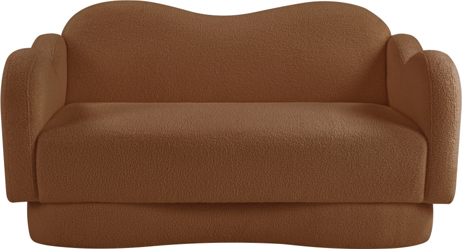 Bloom Teddy Fabric Upholstered Loveseat in Saddle from Meridian - Luna Furniture