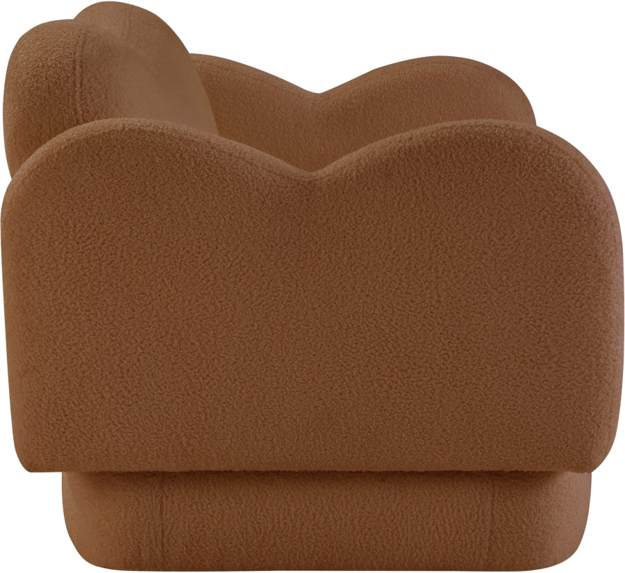 Bloom Teddy Fabric Upholstered Loveseat in Saddle from Meridian - Luna Furniture