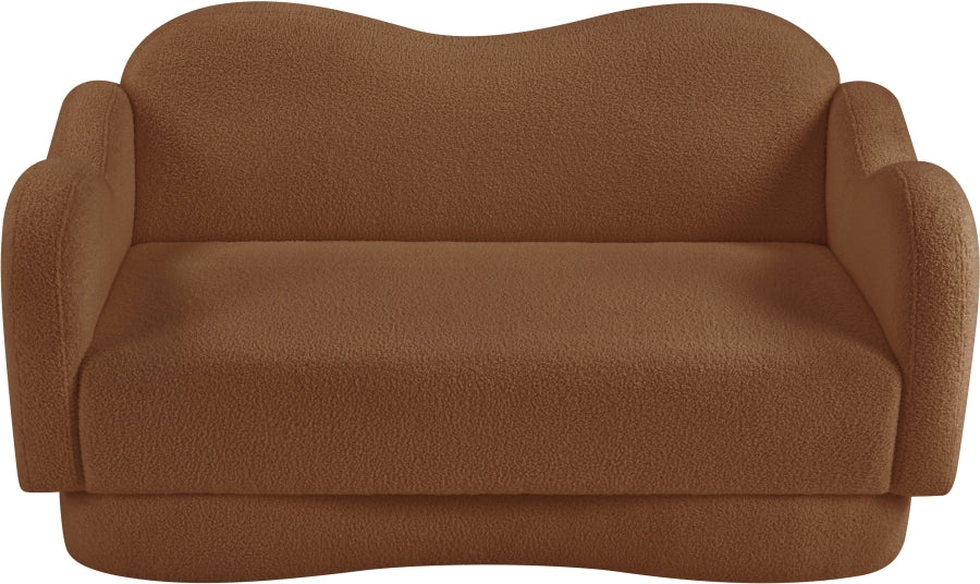 Bloom Teddy Fabric Upholstered Loveseat in Saddle from Meridian - Luna Furniture