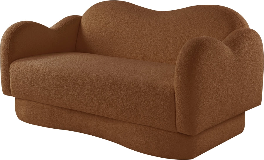 Bloom Teddy Fabric Upholstered Loveseat in Saddle from Meridian - Luna Furniture