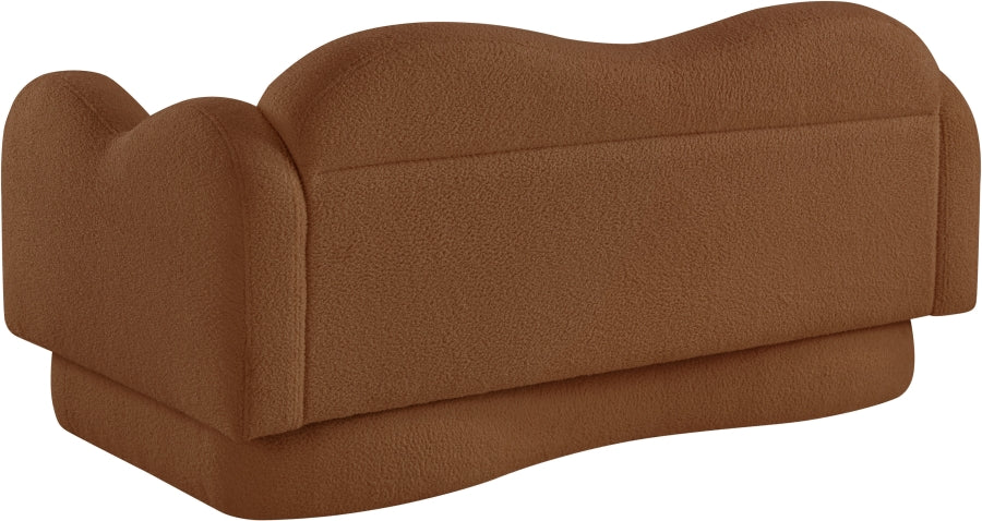 Bloom Teddy Fabric Upholstered Loveseat in Saddle from Meridian - Luna Furniture